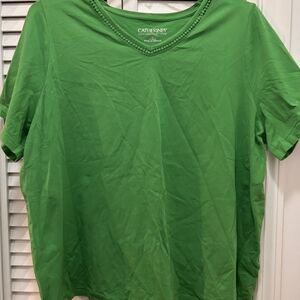 Catherines Surprima Green V-Neck T-Shirt